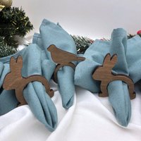 Сервировочная салфетка ОМурМебель с держателями Зайчик, птичка (6шт, синий)