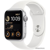 Умные часы Apple Watch SE 2 44 мм (алюминиевый корпус, серебристый/белый, спортивные силиконовые ремешки S/M + M/L)