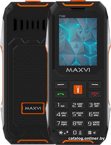 Кнопочный телефон Maxvi T100 (оранжевый)