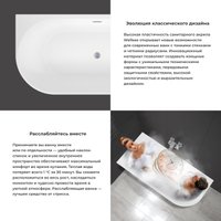 Ванна Wellsee Excellence Pro 180x80 28760803R (пристенная ванна (левая) белый глянец, экран, ножки, сифон-автомат матовый черный)
