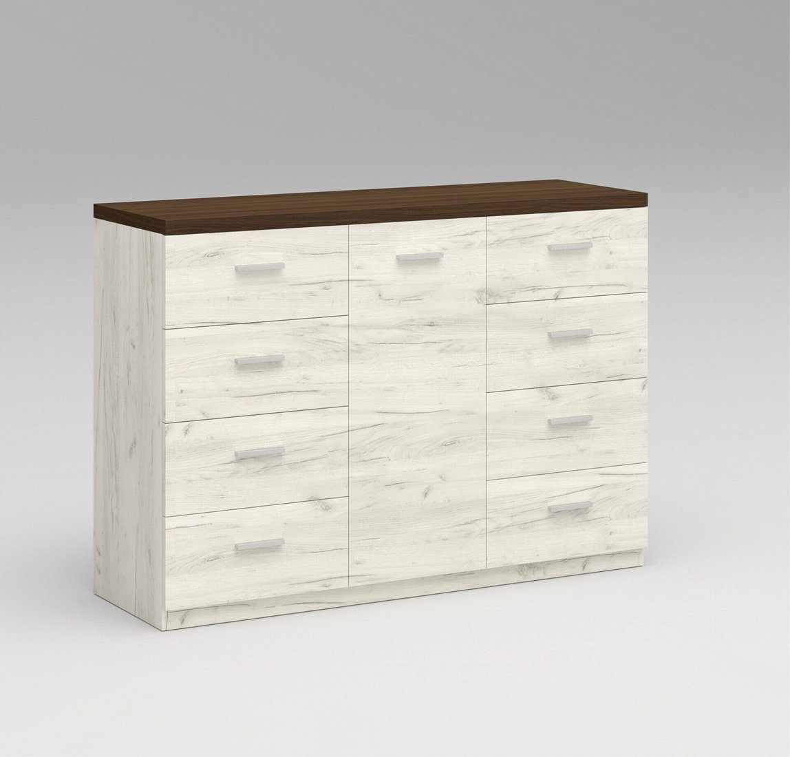 

Комод Миркомодоф Йорк 9 (дуб крафт белый/орех темный)