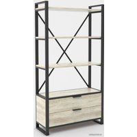 Стеллаж Hype Mebel Стандарт Люкс 80x170 (черный/древесина белая)