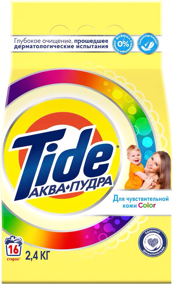 

Стиральный порошок Tide Аква Пудра для чувствительной кожи Color 2.4 кг