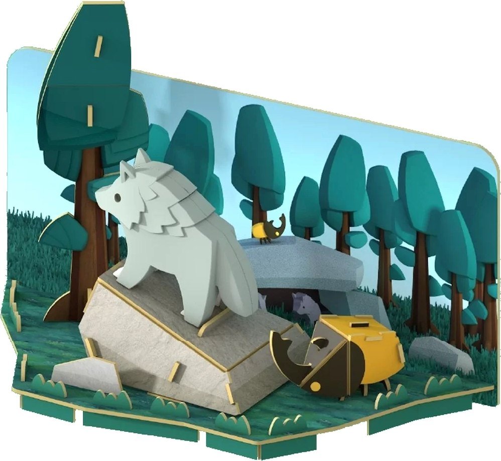 

Магнитный конструктор Halftoys Animal Волк с диорамой HA007