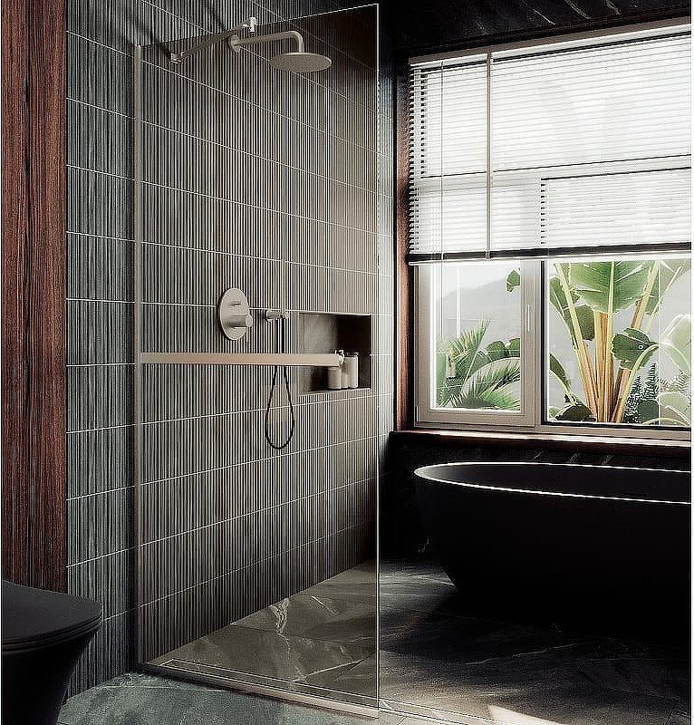 Душевая стенка MaybahGlass 119x195 MGD-715-5у (бронзовое стекло/хром матовый)