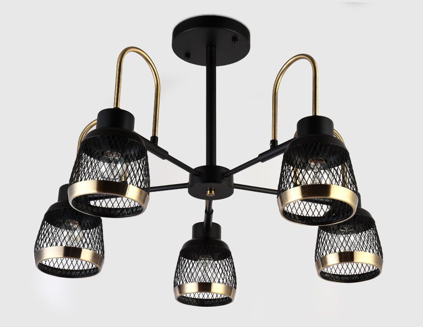

Люстра средней высоты Ambrella light TR8002/5 SB/BK (бронза/черный)