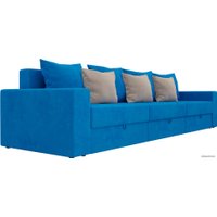 Диван Лига диванов Мэдисон Long 106172 (велюр, голубой/голубой/бежевый)