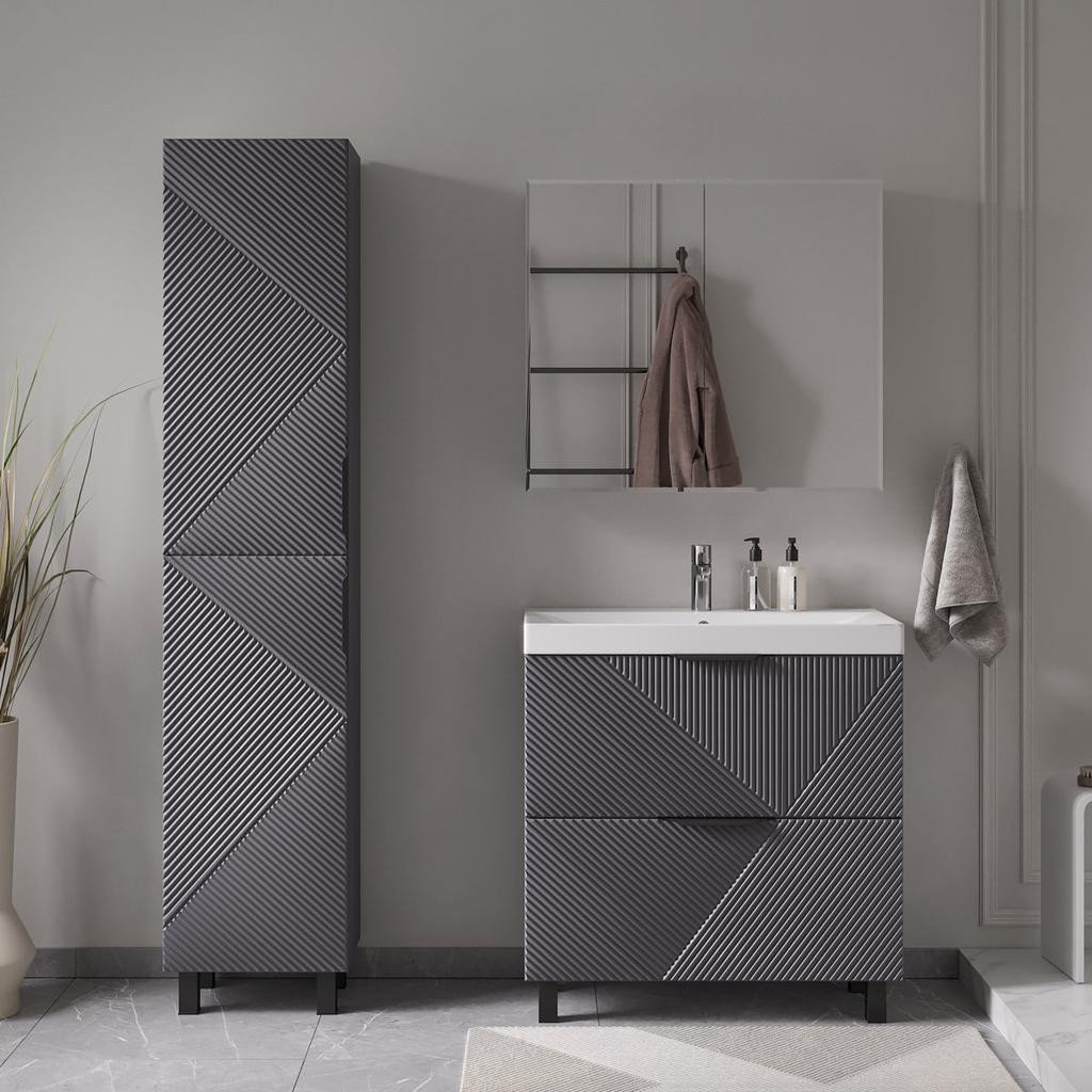 Volna Тумба с умывальником Geometry 80.2Y 9696 + Lake 80 (графит)