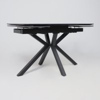 Кухонный стол Аврора Рейн New 1400-2040x900 (камень черный Greys Black/черный матовый)