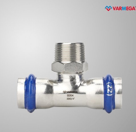 Фитинг Varmega Тройник раструбный Inox Press с наружной резьбой 28x1x28 VM721280628