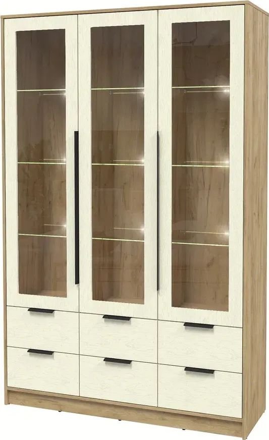 

Шкаф-витрина Интерлиния Концепт КТ-ШВ3 с подсветкой Глосс (дуб золотой/дуб снежный)