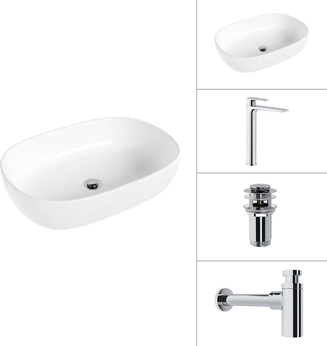 Умывальник Lauter 21836 + Reef 21CK8678C + сифон 21635CH + дон.клапан 21190CH (хром)
