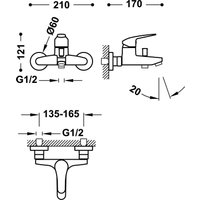 Душевой гарнитур  Tres Base plus 21617010NM