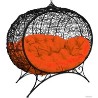 Садовый диван M-Group Улей на ножках 11220407 (черный ротанг/оранжевая подушка)