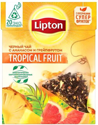 Черный чай Lipton Tropical Fruit Tea черный 20 шт
