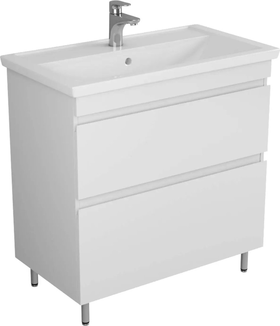Uncoria Тумба с умывальником Арно 80 + Kirovit Фостер 80 (белый)