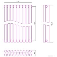 Стальной трубчатый радиатор Сунержа Эстет-11 1200х405 9 секций (белый)