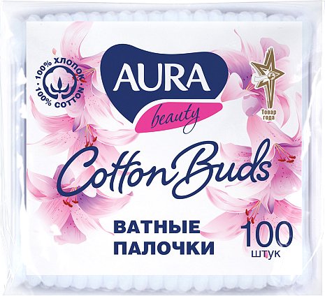 

Ватные палочки Aura Beauty пакет (100 шт)