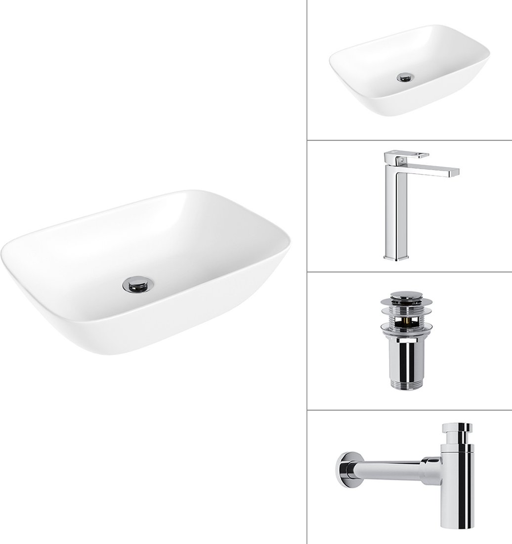 Умывальник Lauter 21454 + Cascade 21СК0655C + сифон 21635CH + дон.клапан 21190CH (хром)