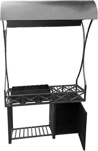 Мангал для дачи Грифонсервис МС12 с крышей и шкафчиком (черный)