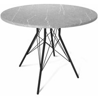 Кухонный стол Sheffilton SHT-TU2-1/ТТ 90 МДФ SHT-T210 (черный муар/серый мрамор)