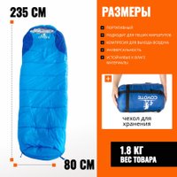 Спальный мешок Coyote Baring ZC-SB022 (синий с туристическим ковриком Foal 1.2см хаки)