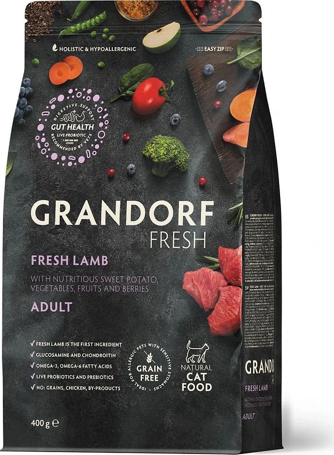 

Сухой корм для кошек Grandorf Fresh Adult (Ягненок и батат) 400 г