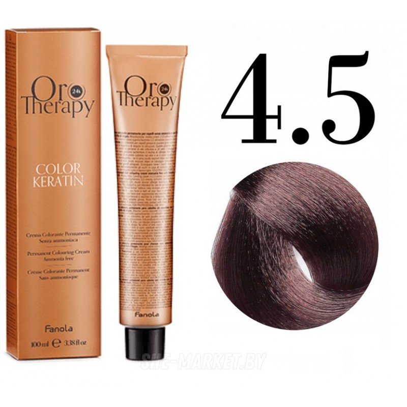 

Крем-краска Fanola ORO Therapy Color Keratin 4.5 каштановый махагон 100 мл