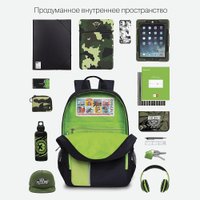 Школьный рюкзак Grizzly RB-355-2 (черный/салатовый)