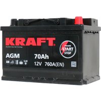 Автомобильный аккумулятор KRAFT AGM 70 R+