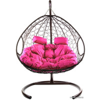Подвесное кресло M-Group Для двоих 11450208 (коричневый ротанг/розовая подушка)