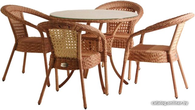 Садовая обеденная группа Aiko Rattan Deco 7035П круглый (бежевый)