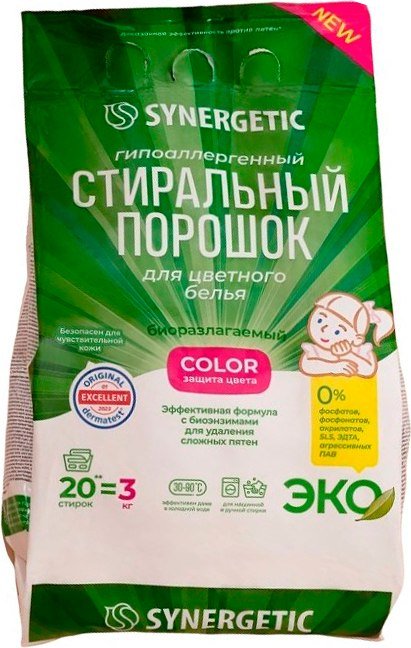 

Стиральный порошок Synergetic Color Гипоаллергенный 3 кг