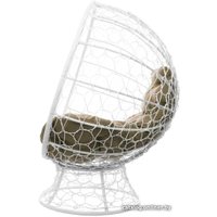 Кресло M-Group Кокос на подставке 11590101 (белый ротанг/бежевая подушка)