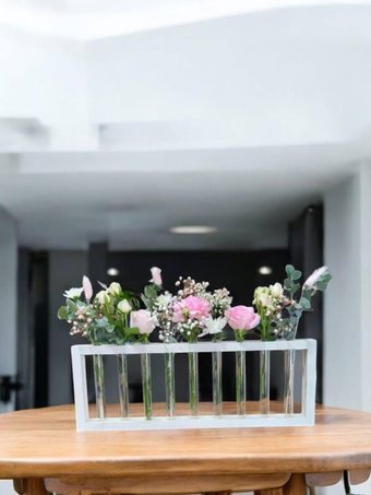 Ваза-рамка Florbox Деревянная для композиций на 9 колб 20x56.6x4 см (белый)