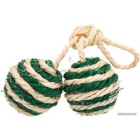 Игрушка для кошек Trixie в виде 2 мячиков с кошачей мятой на веревке, цвета в ассортимент