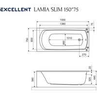 Ванна Excellent Lamia Slim 170x75 с ножками