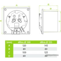 Осевой вентилятор airRoxy dRim 100DTS-C177