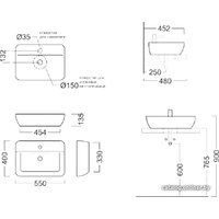 Умывальник Kerama Marazzi Plaza PL.wb.55.1