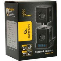 Сетевой фильтр Cablexpert Tower TWR-9-U4-B-2