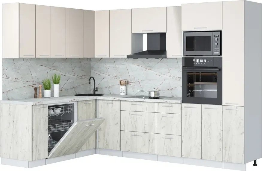 

Готовая кухня Интерлиния Мила Лайт 1.896х2.88 (персидский жемчуг/дуб белый/серый каспий)