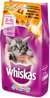 

Сухой корм для кошек Whiskas Аппетитное ассорти с индейкой, морковью и молоком 1.9 кг