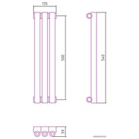Стальной трубчатый радиатор Сунержа Эстет-0 500х135 3 секции (золото)
