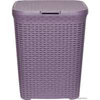 Корзина ВиолетПласт для белья 40 л с крышкой Ротанг (лиловый)