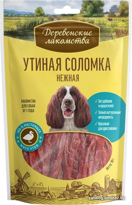 Лакомство для собак Деревенские лакомства Утиная соломка нежная 90 г