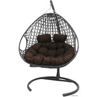 Подвесное кресло M-Group Для двоих Люкс 11510305 (серый ротанг/коричневая подушка)