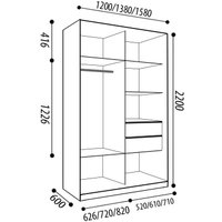 Шкаф-купе Евва 138 ВS.02 АЭП ШК.2 02 (бодега/хром) в Борисове