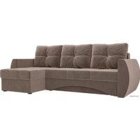 Угловой диван Лига диванов Сатурн 101048 (левый, велюр, коричневый)
