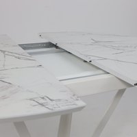 Кухонный стол Listvig Merlin 110-150х75 (МДФ+HPL-пластик белый Monte Belo/белый)