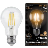 Светодиодная лампочка Gauss Filament A60 E27 8 Вт 2700 К 102802108